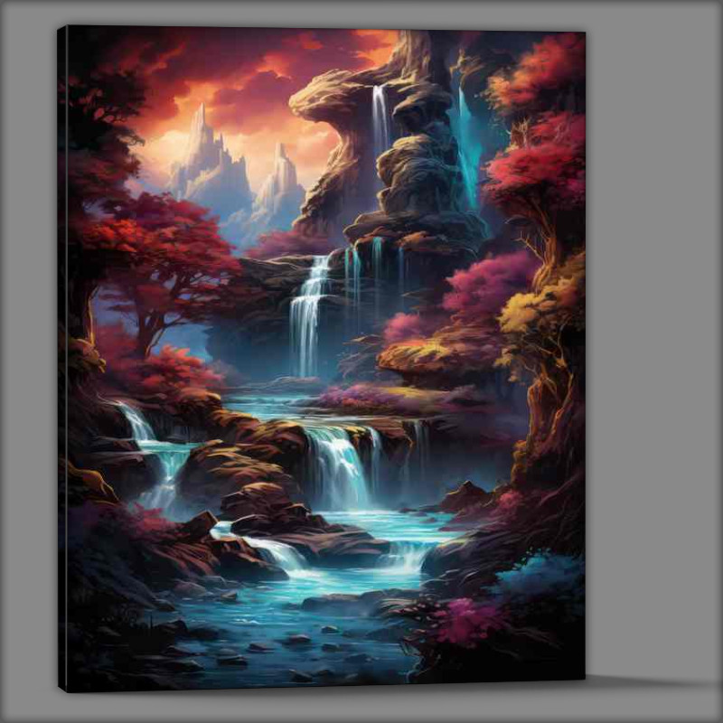 Buy Canvas : (Vibrant Colours Play With Waterfalls)