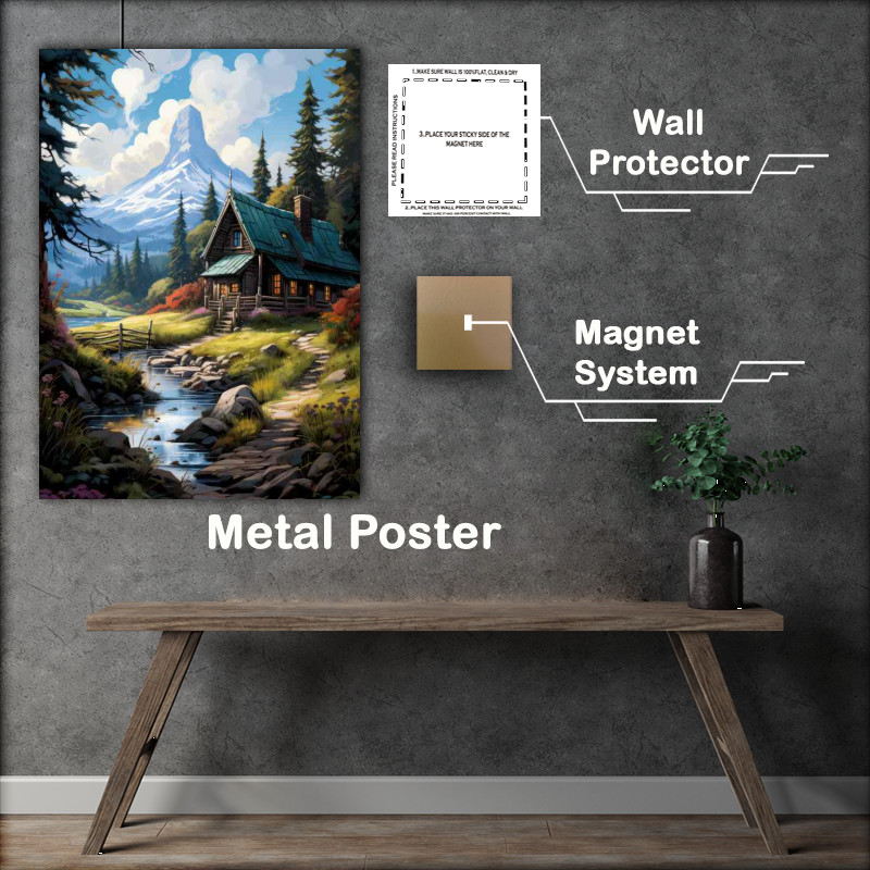 Buy Metal Poster : (Welcome Home Cottage By The River)
