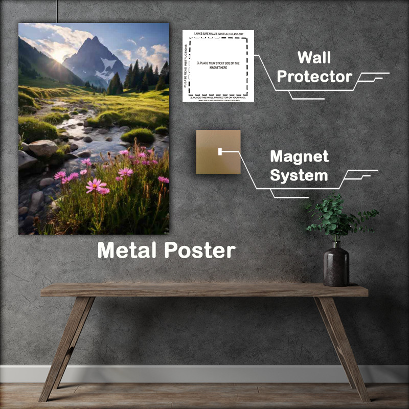 Buy Metal Poster : (Wild Flowers and Mountain A Little Gem)