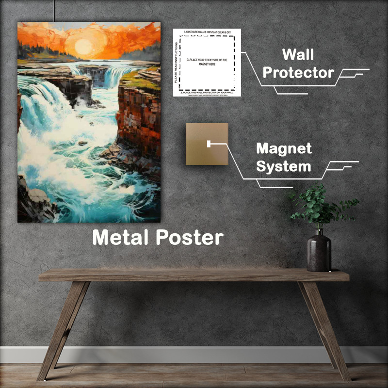 Buy Metal Poster : (Yellowstones Iconic Beauty The Golden Canyon)