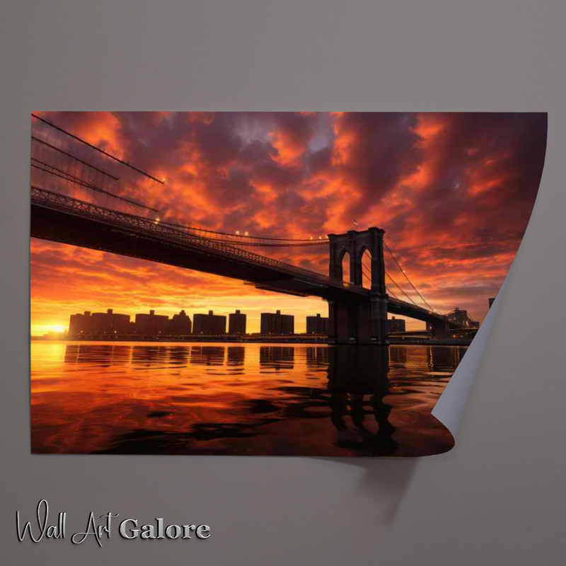 Buy Unframed Poster : (Brooklyne Bridge In Sunset)