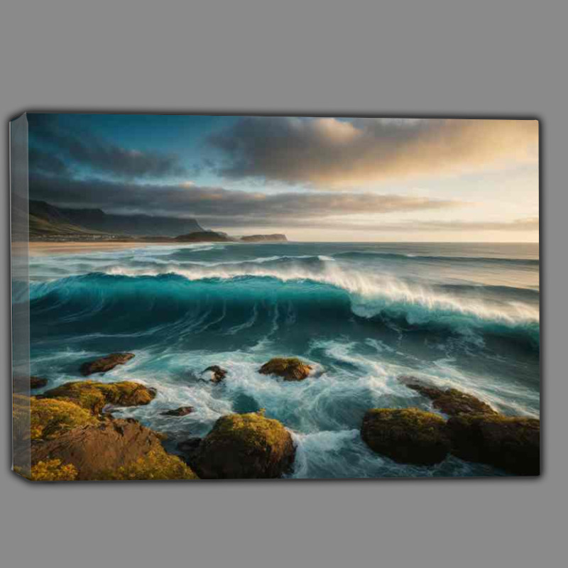 Buy Canvas : (Crashing Waves with Stormy Clouds)