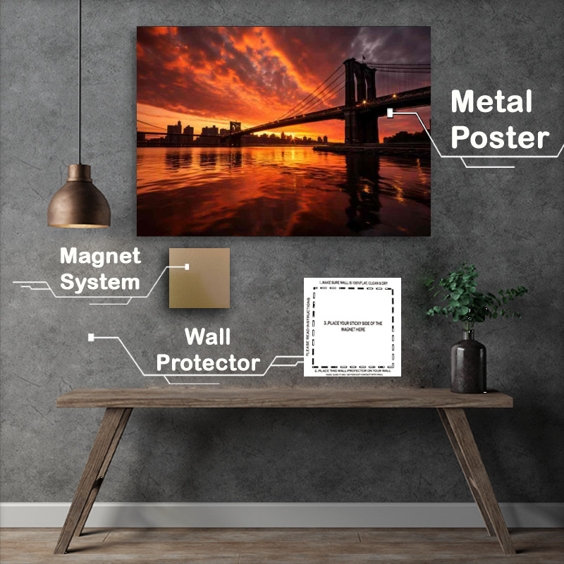 Buy Metal Poster : (Dramatic Vibes Brooklyn Bridge)
