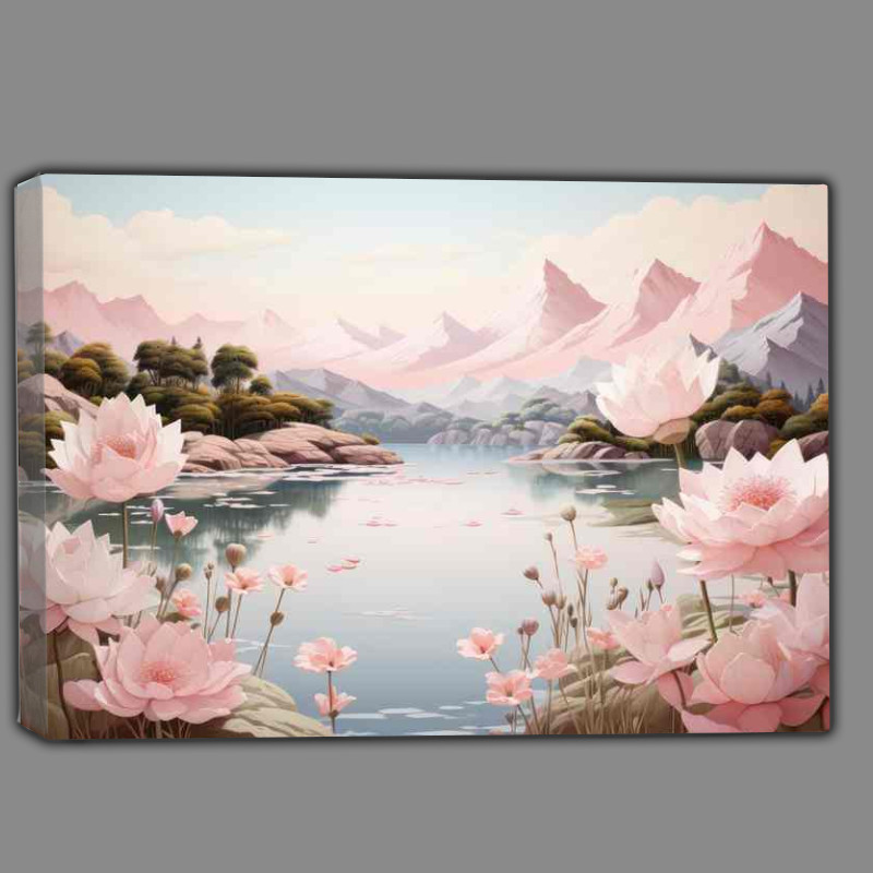Buy Canvas : (Flowers And Mountains Pink Eternity)