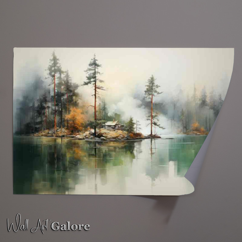 Buy Unframed Poster : (Fog and Trees On A Lake)