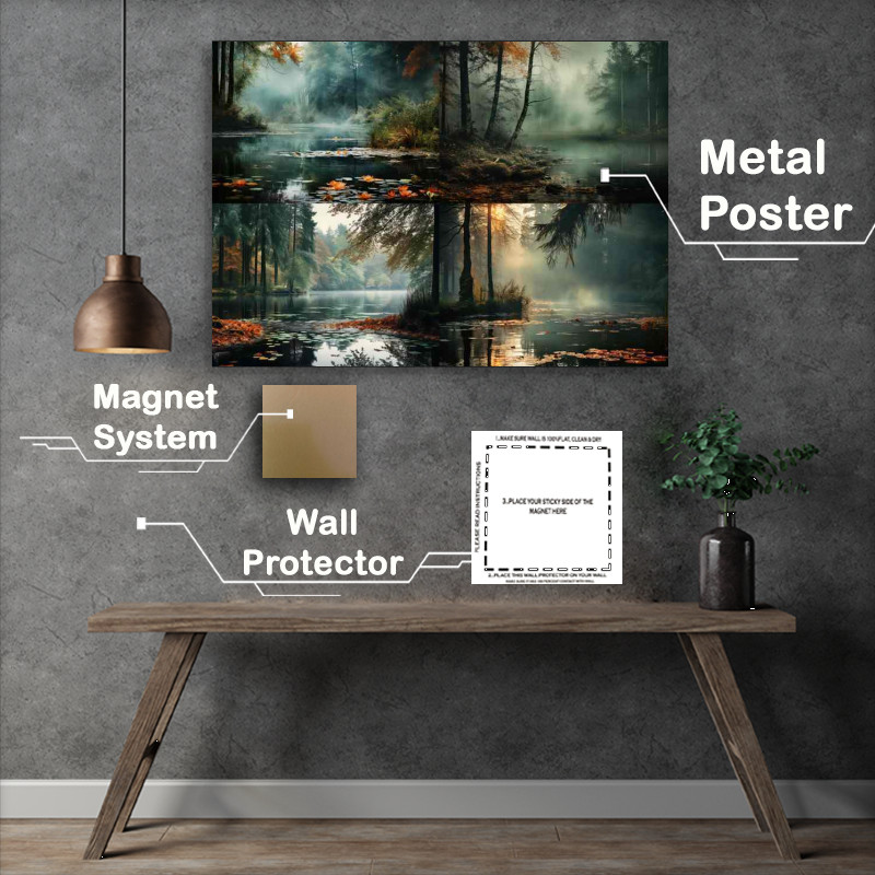 Buy Metal Poster : (Foggy Weather Trees on Still Waters)