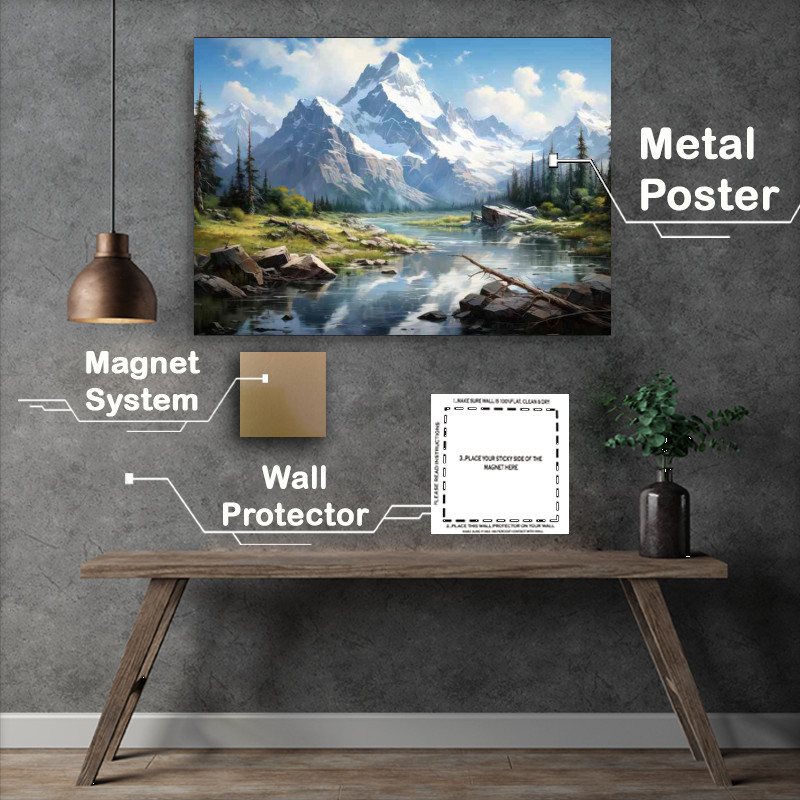 Buy Metal Poster : (Lake And Mountain Tranquility)