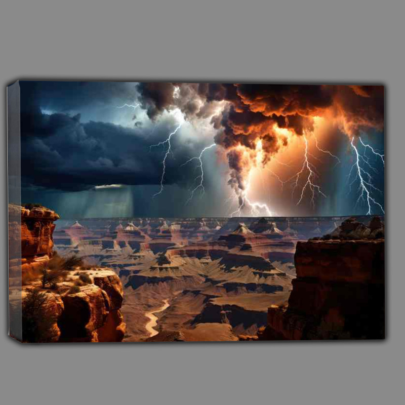 Buy Canvas : (Lightening Bolts Over Grand Canyon)