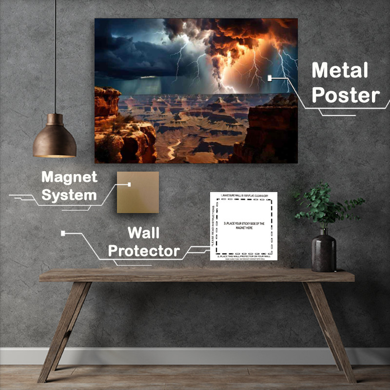 Buy Metal Poster : (Lightening Bolts Over Grand Canyon)