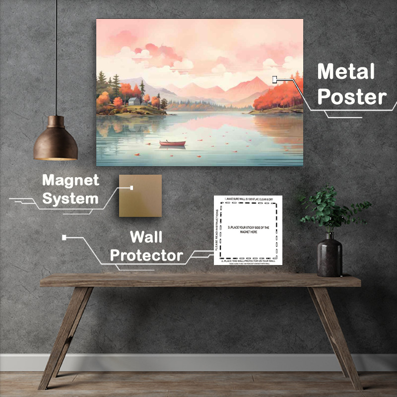 Buy Metal Poster : (Little Boat Elegance on The Lake)
