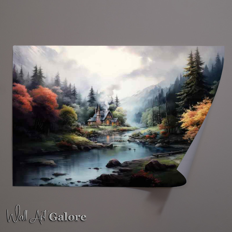 Buy Unframed Poster : (Little Cabin Near The Stream)