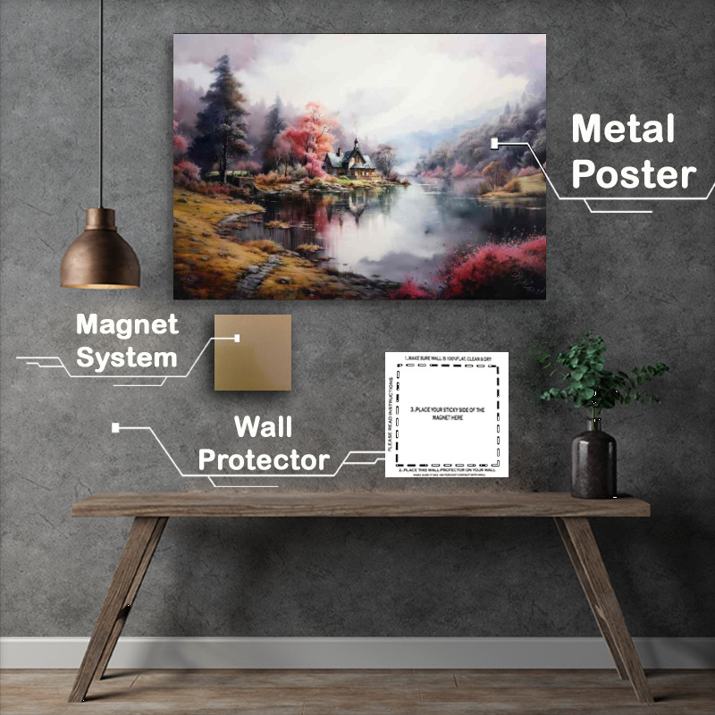 Buy Metal Poster : (Little House on Stream of Hope)