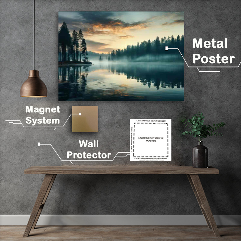 Buy Metal Poster : (Misty Morning Golden Skies)