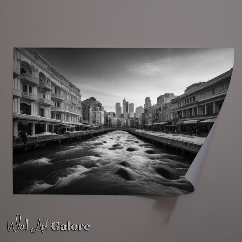 Buy Unframed Poster : (Monochrome City With Water way)