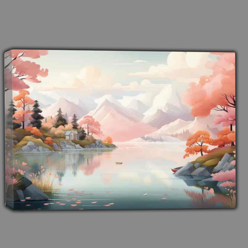 Buy Canvas : (Pink lake Mountain Trees)