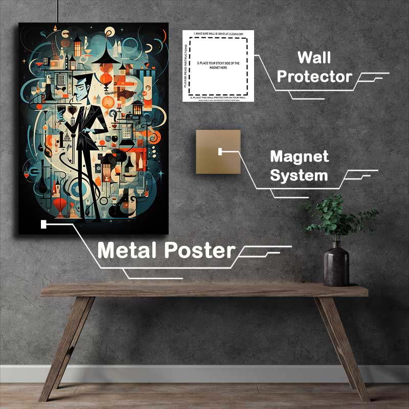 Buy Metal Poster : (Merging Lines Abstract Art and the Human Form)