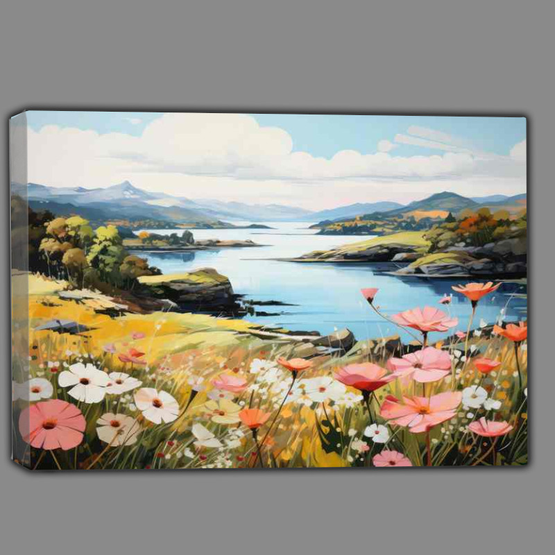Buy Canvas : (Pretty Flowers Near English Lake Whimsical Beauty)