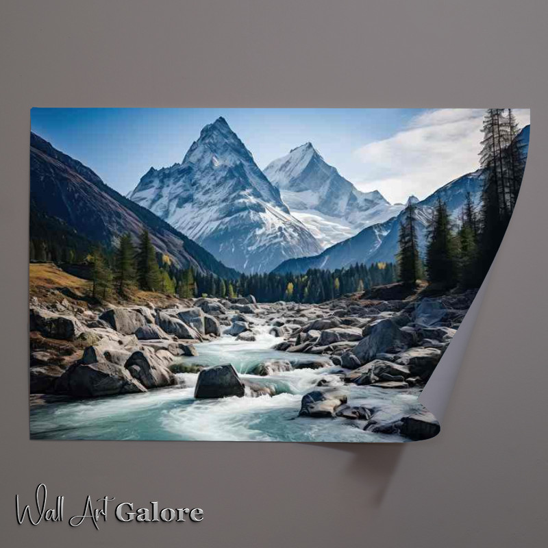 Buy Unframed Poster : (River Flows Mountian Skies)