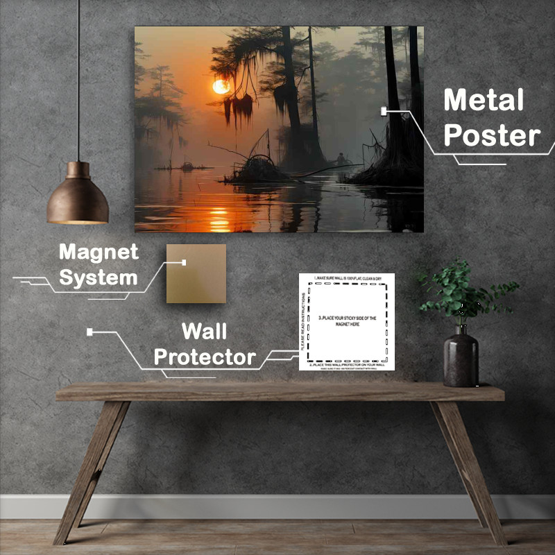 Buy Metal Poster : (Stillness Glows In Sunset Dreams)