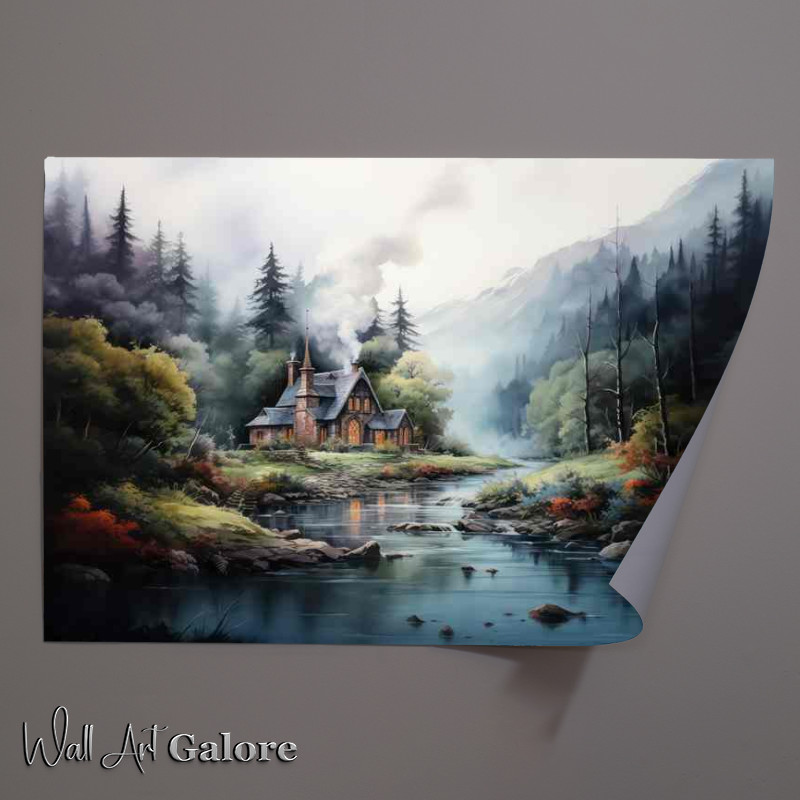 Buy Unframed Poster : (Stream and Cabin A Sweet Melancholy)