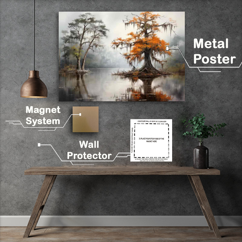 Buy Metal Poster : (Swamp Tree In The Mist)