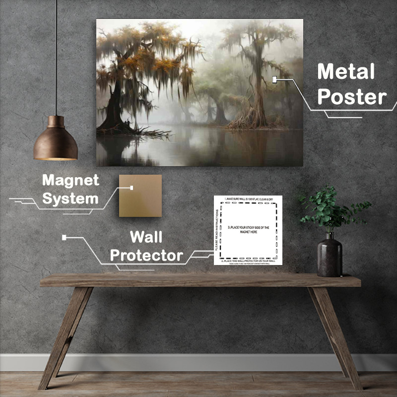 Buy Metal Poster : (Swamp Trees A Misty Wonder)
