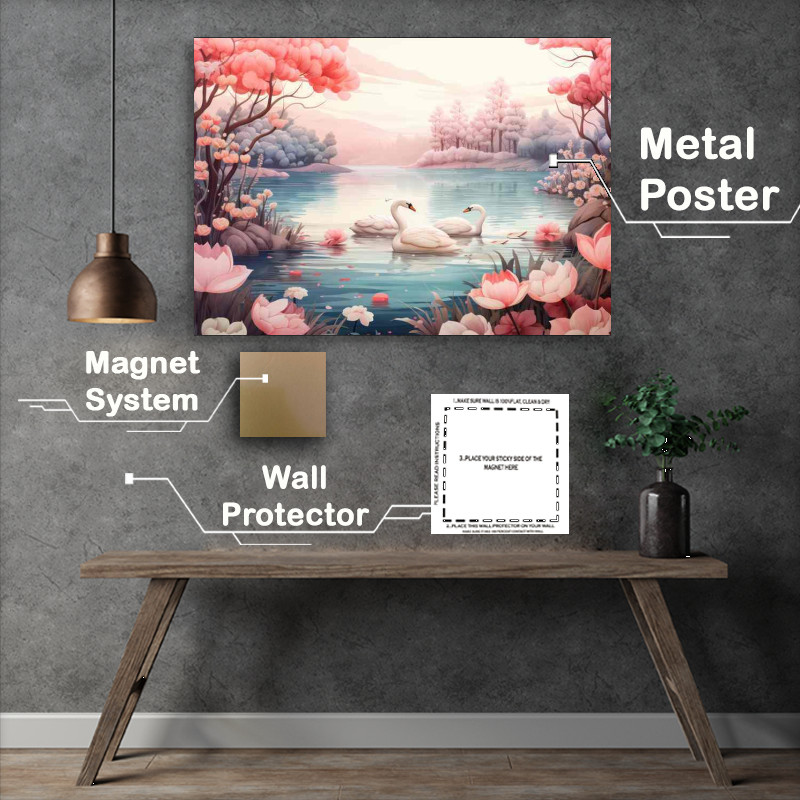 Buy Metal Poster : (Swan Lake in Pink)