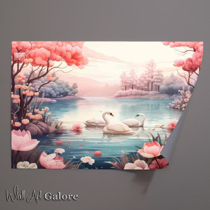 Buy Unframed Poster : (Swan Lake in Pink)