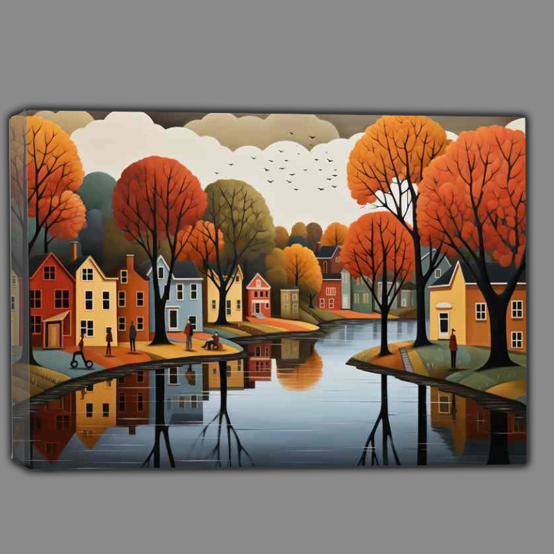 Buy Canvas : (Village by The timeless Lake)