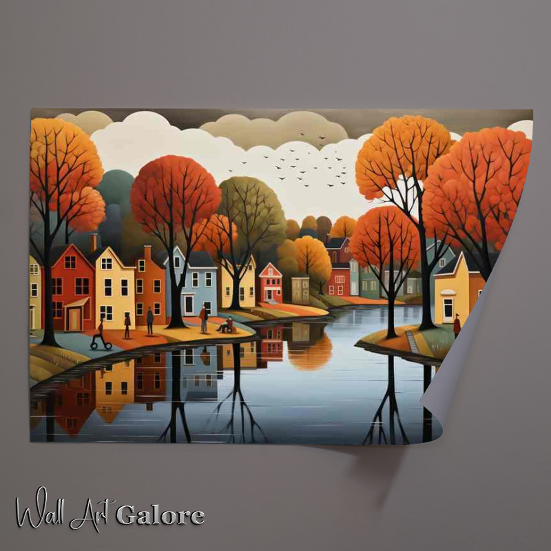 Buy Unframed Poster : (Village by The timeless Lake)