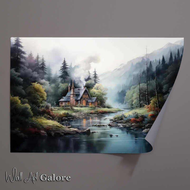 Buy Unframed Poster : (Welcome Home Cabin On the Stream)