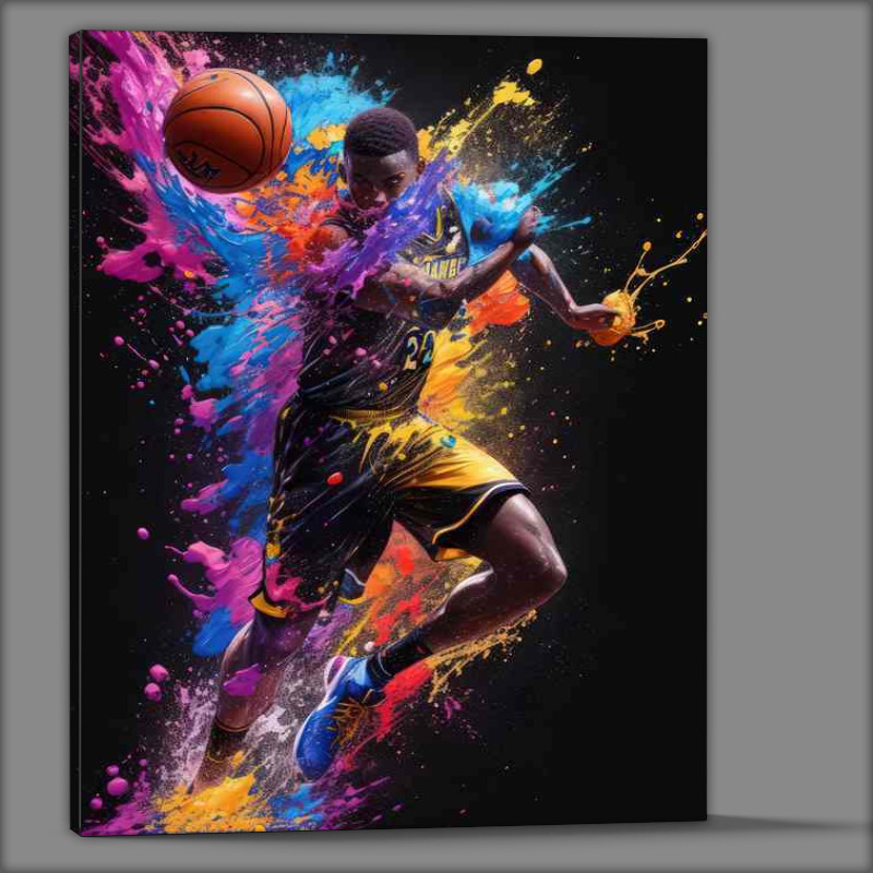 Buy Canvas : (Athletic Basketball Player Radiant Running Splash Art)