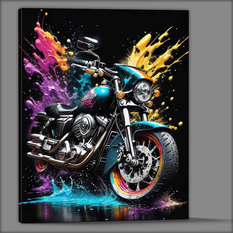 Buy Canvas : (Bold Biker Beauty Colorful Splash Scene)