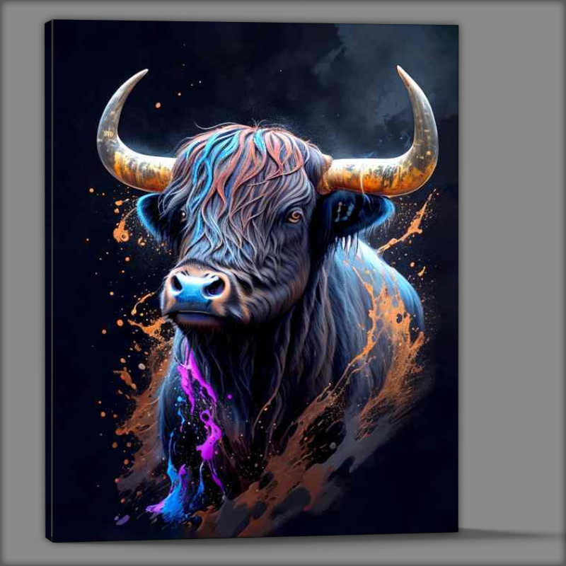 Buy Canvas : (Bold Bull Brilliance Stunning Splash Art Display)