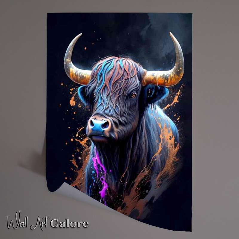 Buy Unframed Poster : (Bold Bull Brilliance Stunning Splash Art Display)