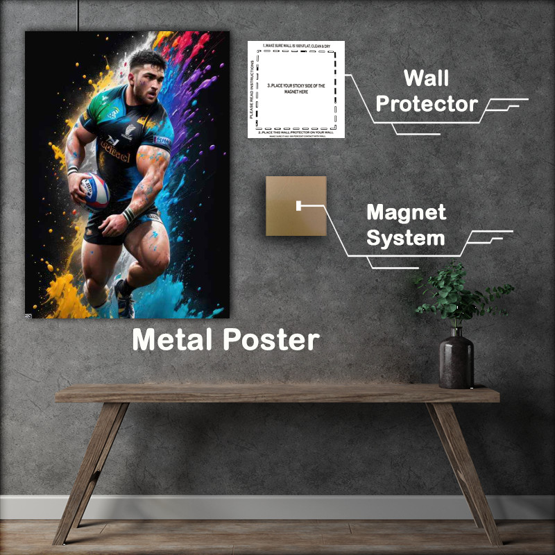 Buy Metal Poster : (Bold Rugby Beauty Striking Splash Art Display)