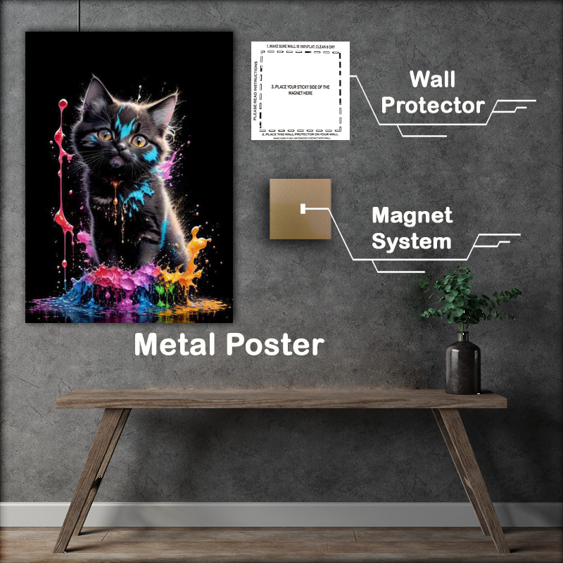 Buy Metal Poster : (Colorful Cat Charm Artistic Splash Vision)