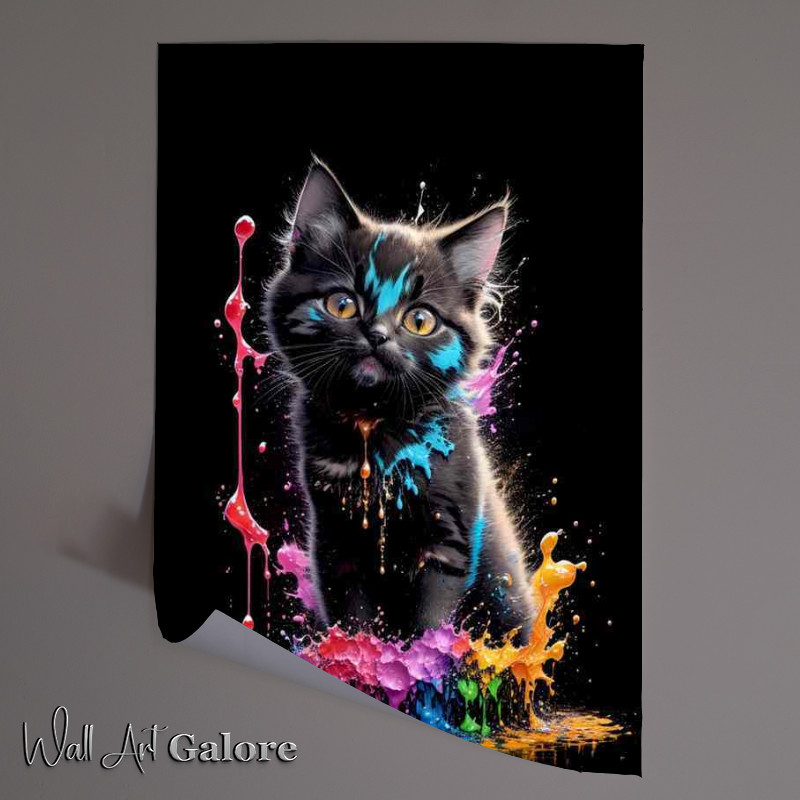 Buy Unframed Poster : (Colorful Cat Charm Artistic Splash Vision)