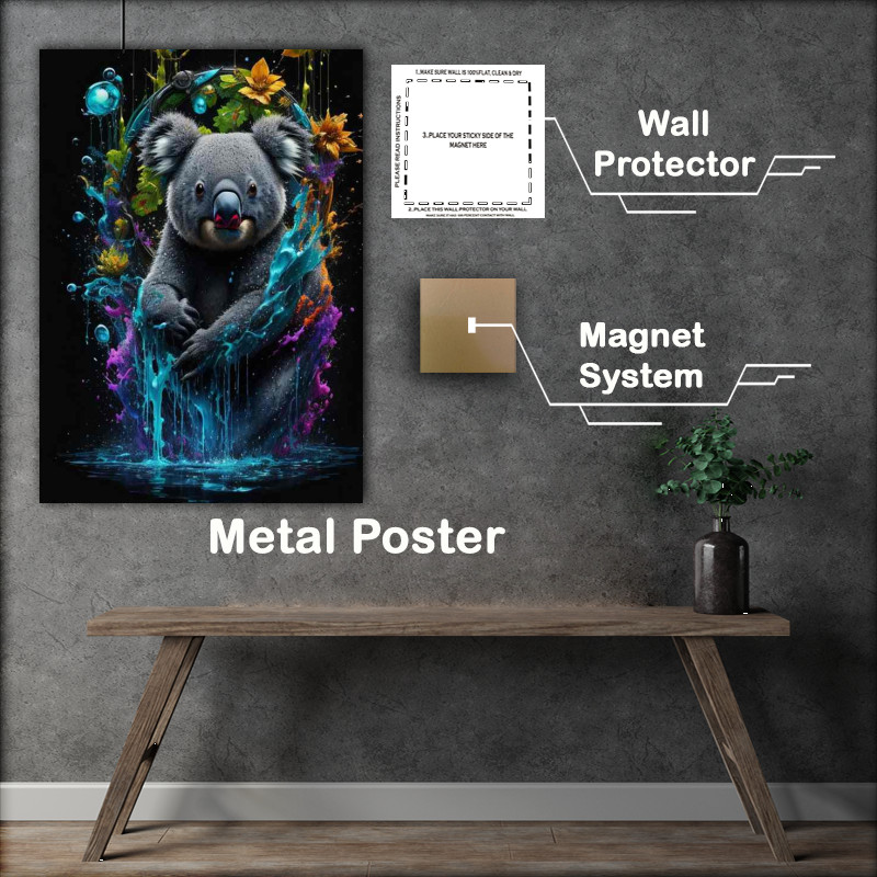 Buy Metal Poster : (Colorful Koala Kaleidoscope Splash Art Masterpiece)