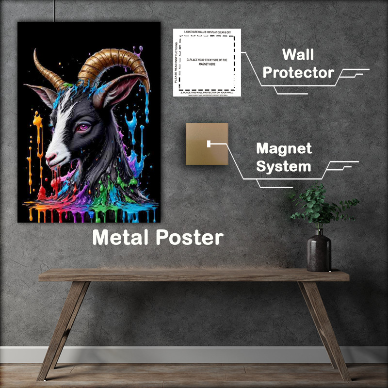 Buy Metal Poster : (Dynamic Goat Dream Radiant Splash Art Design)