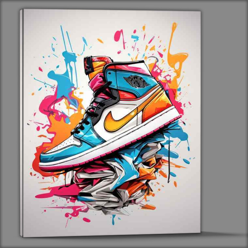 Buy Canvas : (Elegant Calavera Footwear Vibrant Sneaker Splash Art)