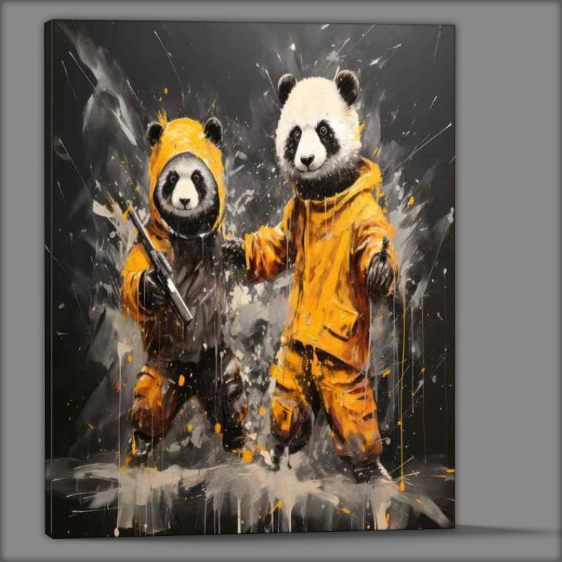 Buy Canvas : (Fighting Pandas Tapestry Bold Splash Art Design)