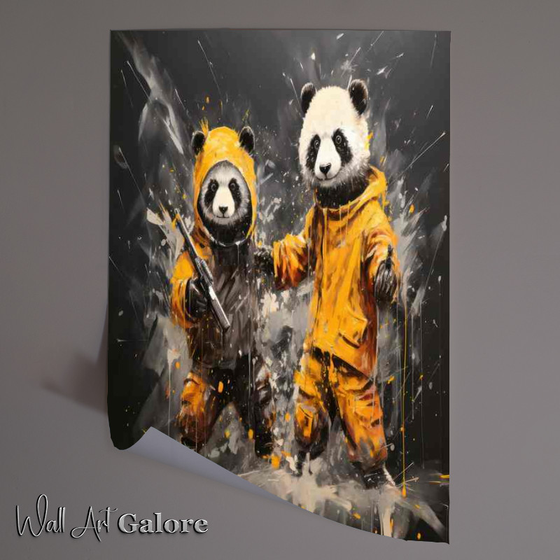 Buy Unframed Poster : (Fighting Pandas Tapestry Bold Splash Art Design)