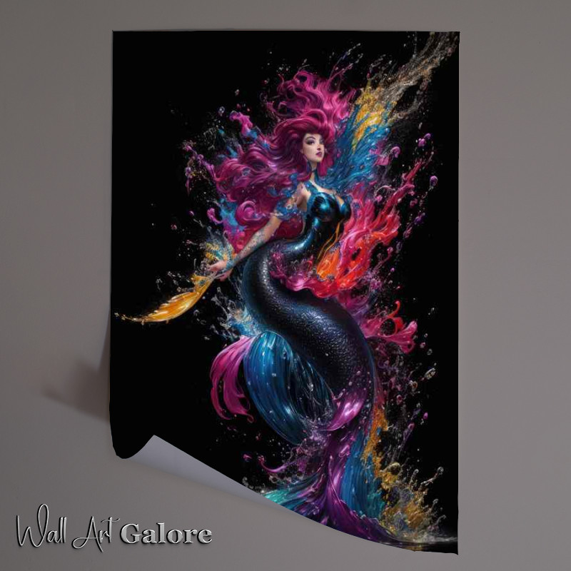 Buy Unframed Poster : (Graceful Mermaid Artistic Splash Creation)