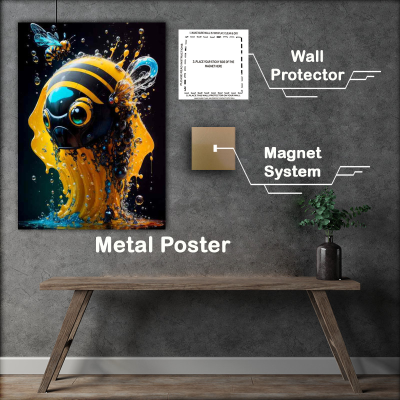 Buy Metal Poster : (Intelegent bees with a splash of colour)