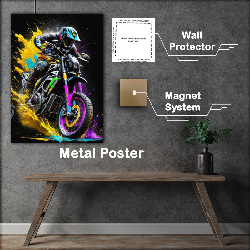 Buy Metal Poster : (Motocross Splash Dirt Bike Art)