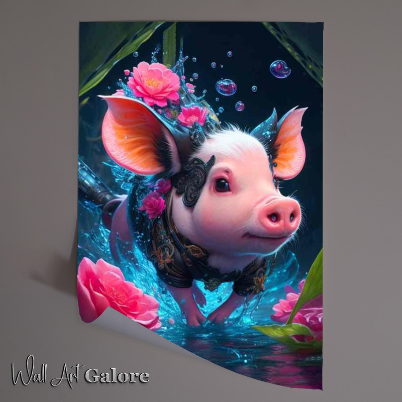 Buy Unframed Poster : (Radiant Pig Reflection Splash Art Spectacle)