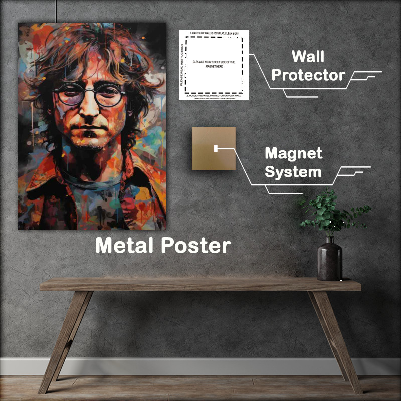 Buy Metal Poster : (John Lennon with glasses in splash art style)