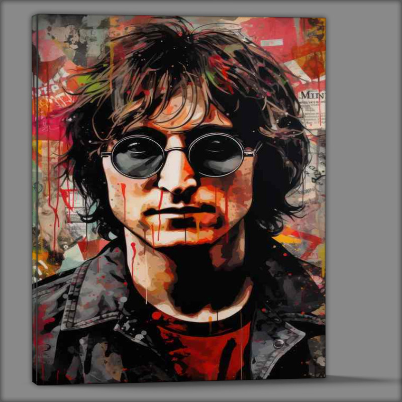Buy Canvas : (John Lennon with glasses in splash art style coloured)