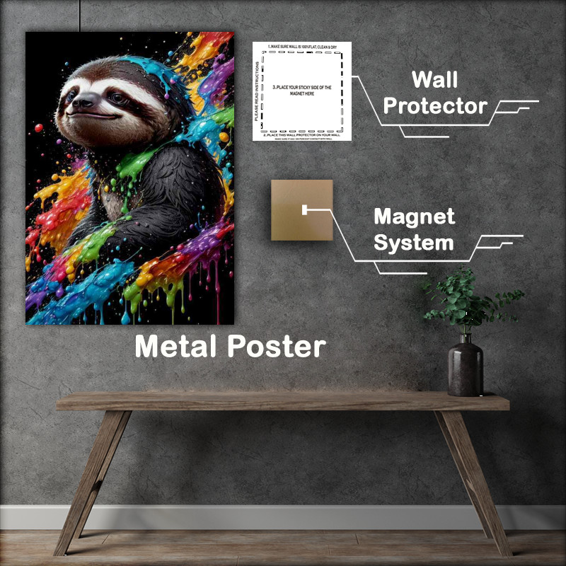 Buy Metal Poster : (Sloth with a splash of colour)